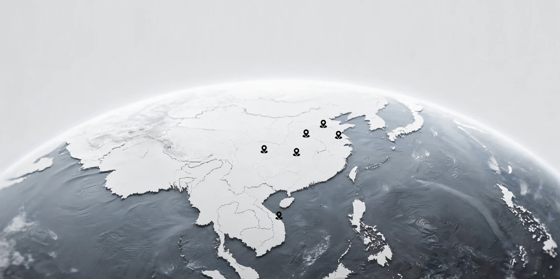 博理科技全球布局地图,标示研发与生产基地